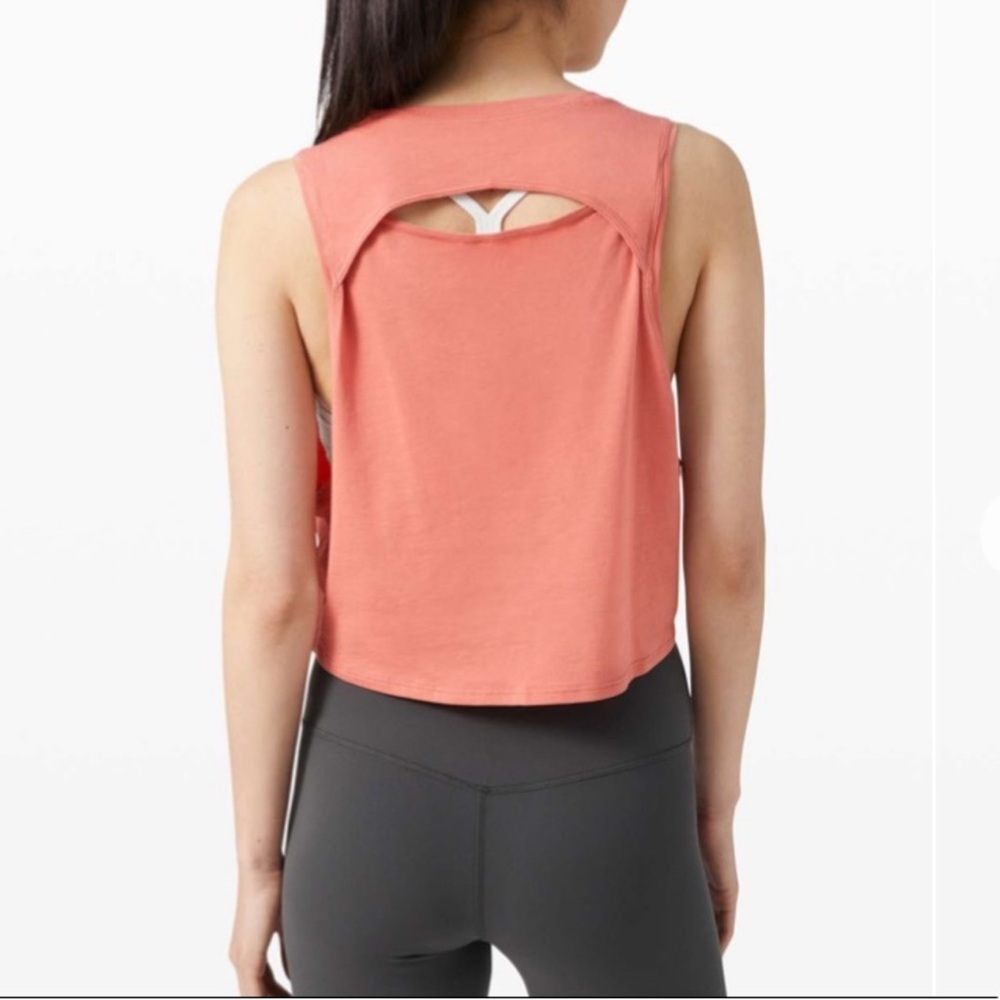 Lululemon Cut Back Crop Tank Rustic Coral size 4 - Picture 2 of 6